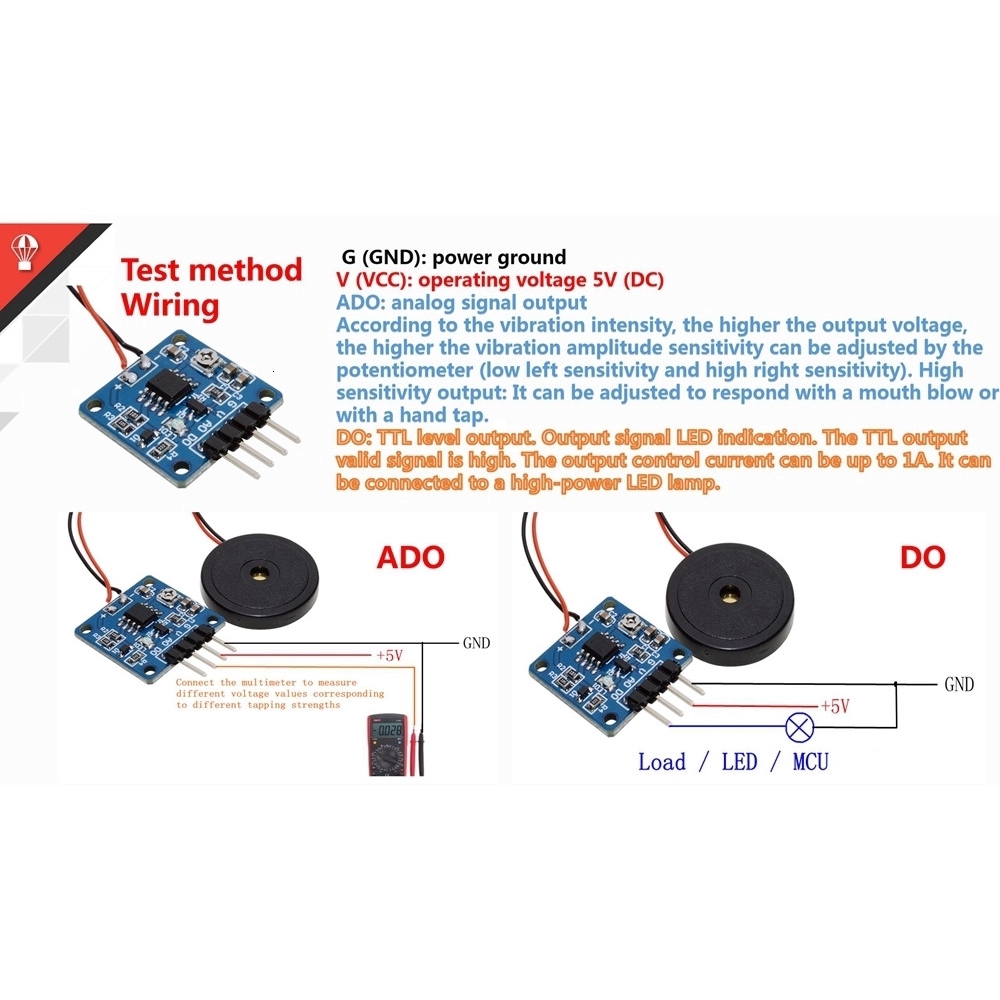 Mô-đun công tắc cảm biến rung điện áp 5V đầu ra mức TTL cho Arduino