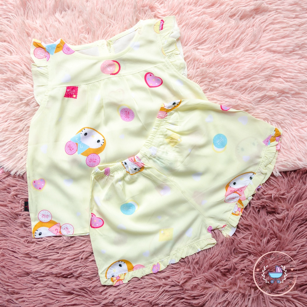 Bộ hè dễ thương cho bé gái từ 6-15kg chất liệu lanh lụa, đồ ngủ hè