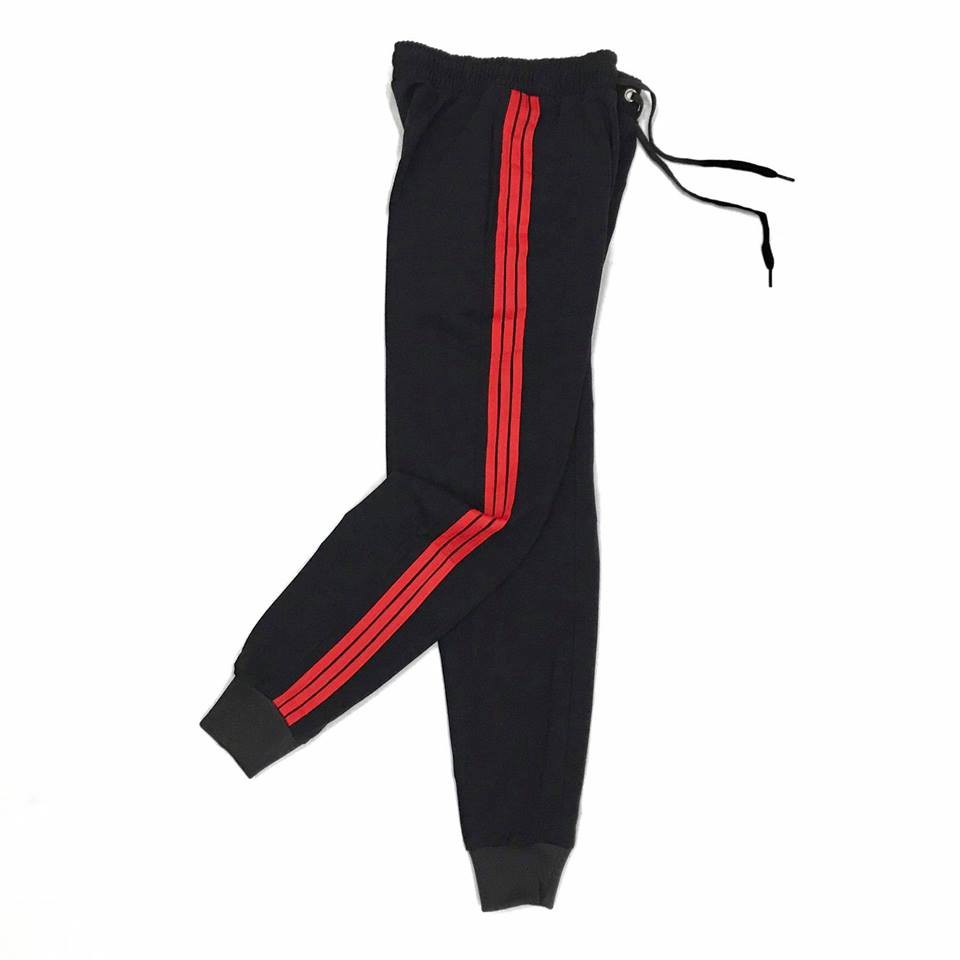 Quần Jogger Thun Nam Nữ Đen Sọc Đỏ Unisex