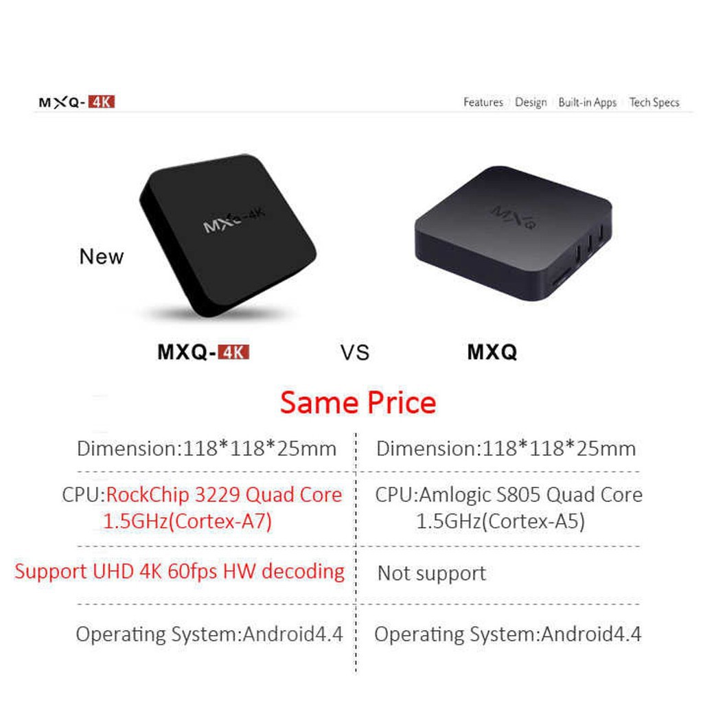 Thiết Bị Chuyển Đổi Tv Thường Thành Smart Tv 3C Mxq 4K Kodi Xbmc Smart Tv Box Android 4.4 Cpu 4 Nhân 8Gb Uhd Mini Pc