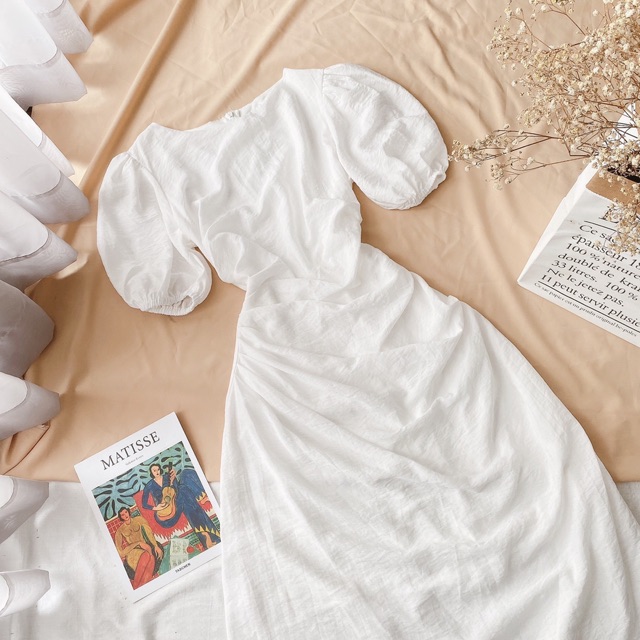 [Mã WASTMAY giảm 15% tối đa 30K đơn 150K] Đầm tay bồng nhún hông eo | BigBuy360 - bigbuy360.vn