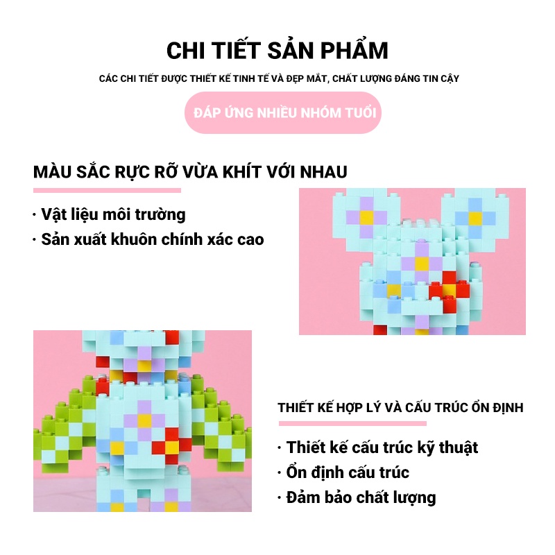 Đồ Chơi Lắp Ráp Hình Chú Gấu Bạo Lực Sáng Tạo