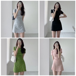 ✨BÁN SỈ✨Đầm thun zip chạy viền 4 màu cộc tay