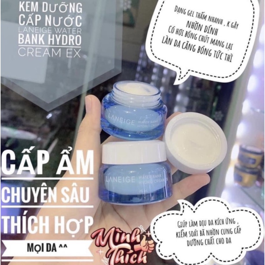 [Mã SKAMSALEP6 giảm 10% tối đa 100K đơn 150K] Kem dưỡng ẩm Laneige Water Bank Hydro Cream EX 20ml