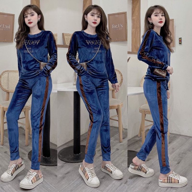 ĐỒ BỘ THỂ THAO THU ĐÔNG NỮ NHUNG NHẬP CAO CẤP CÓ BIGSIZE MẪU MỚI GIÁ RẺ ĐẸP