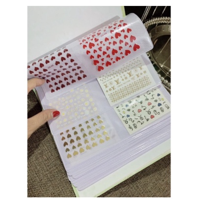 Sổ đựng sticker nail,hình dán móng ,trong suốt,nhiều ngăn tiện lợi
