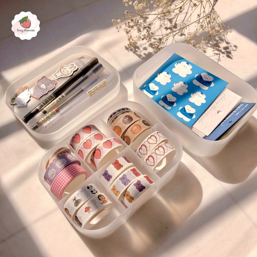 Set khay nhựa lưu trữ washi tape, stickers