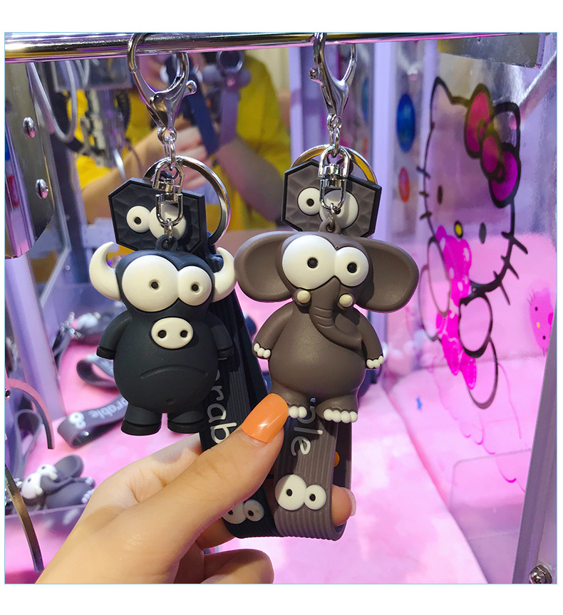 Móc khóa mặt hình chú voi/ trâu bò hoạt hình đáng yêu thời trang