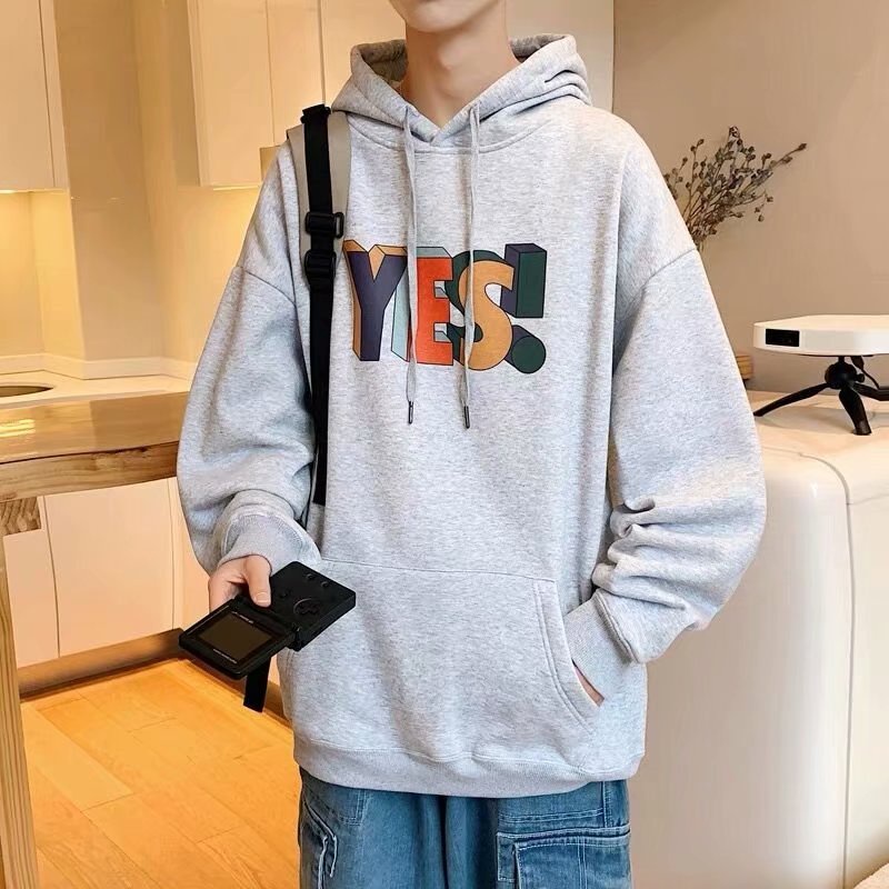 Áo Hoodie Tay Dài Dáng Rộng In Họa Tiết Thời Trang Mùa Đông Hàn Quốc Cho Nam Size M-8XL