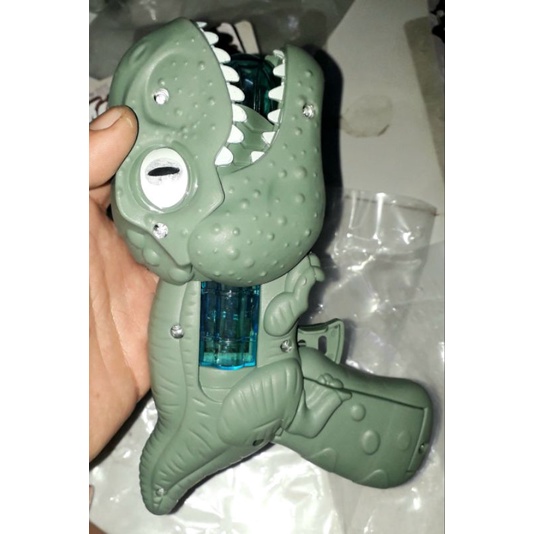 Một cái mô hình khủng long dài 18cm bằng nhựa có nhạc và đèn led rất đẹp tặng kèm pin