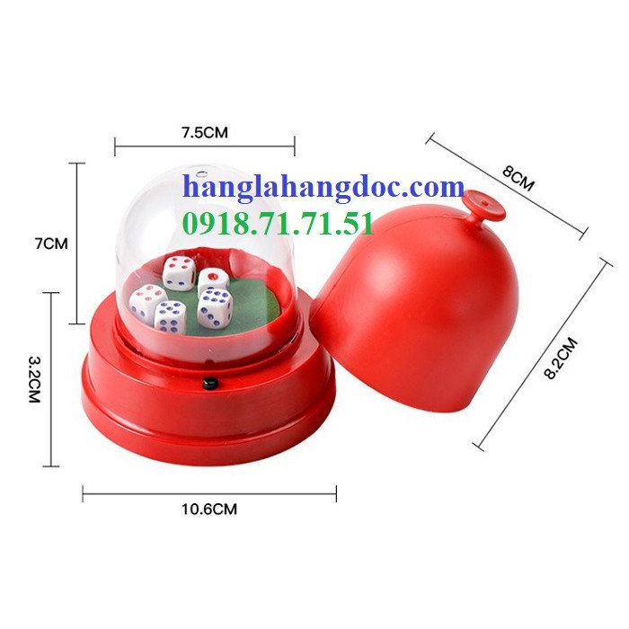 Đồ chơi lắc xí ngầu dùng pin, có nắp che kín, tặng 05 viên xí ngầu