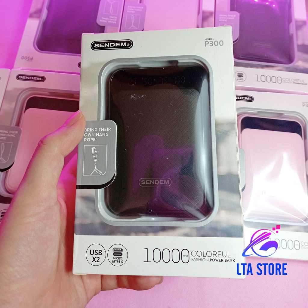 Sạc Dự Phòng Mini Cầm Tay Dung Lượng 10000mah tiện dụng nhỏ gọn 2 màu đen nam tính và hồng cute