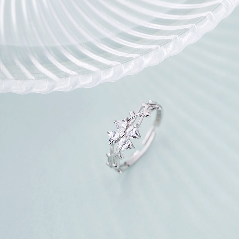 Nhẫn Hở Hình Cỏ Bốn Lá Sáng Tạo Cá Tính Thời Trang Cho Nữ Rin