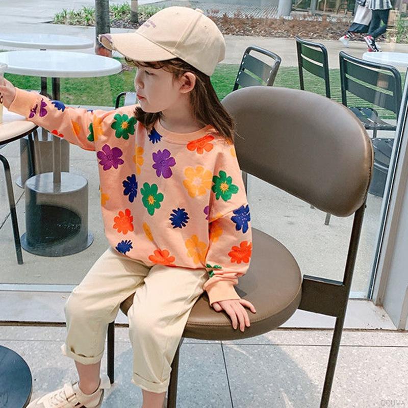 Áo Tay Dài Cổ Tròn Phong Cách Hàn Quốc Cho Bé Gái