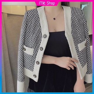 Áo dạ tweed dáng ngắn tay dài hàng quảng châu
