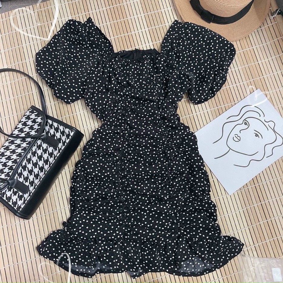 Đầm đen chấm bi Kpboutiqu, tim nhún thân chân bèo, chất vải đẹp, mẫu đầm bán chạy nhất | BigBuy360 - bigbuy360.vn