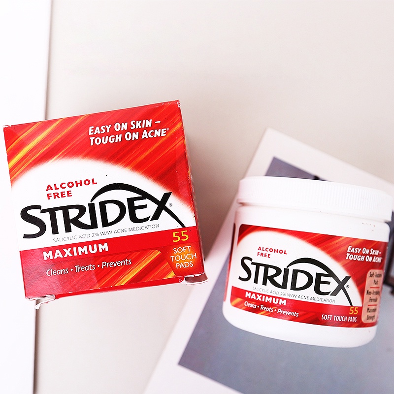 Stridex Anti-Acne Wipes Salicylic Acid 0.5% / 2% BHA Miếng làm sạch lỗ chân lông nhẹ nhàng