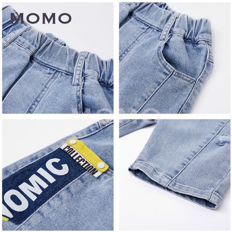 Quần Short Denim In Chữ Thời Trang Cho Bé Trai 3-12 Tuổi