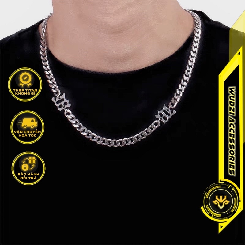 Vòng cổ thép titan kí hiệu chữ MISBHV tạo kiểu đơn giản chuỗi dây xích Cuban không gỉ phong cách Hip hop dành cho nam nữ