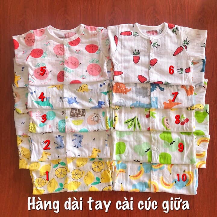 Bộ dài tay cotton giấy khuy giữa mẫu mới 2022 size 3-14kg