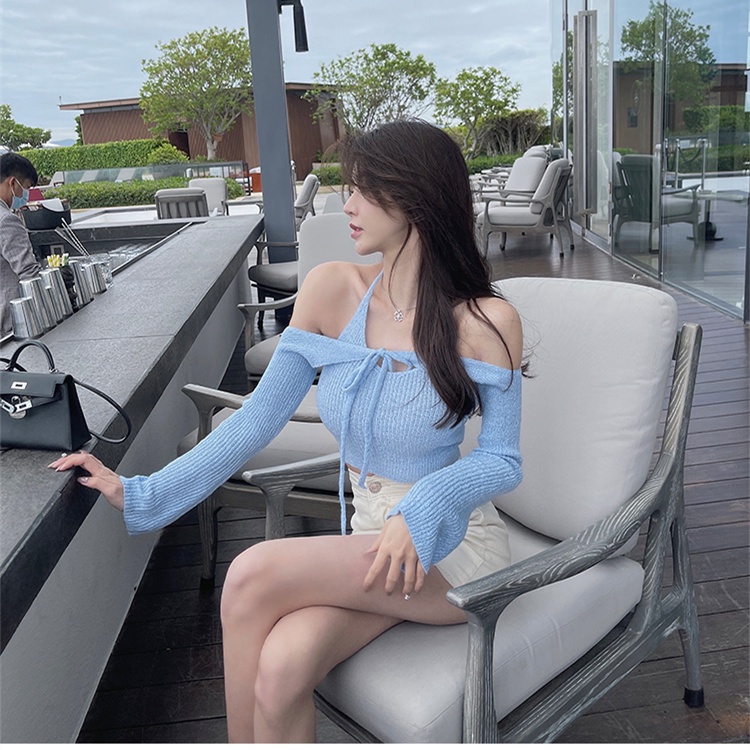 Cocory vn Set Áo Trễ Vai Tay Dài + Chân Váy Thời Trang Nữ Gợi Cảm