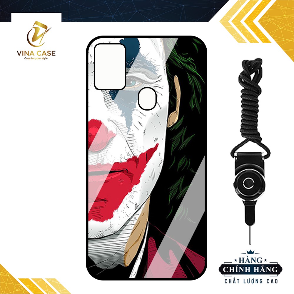 Ốp lưng kính cường lực Samsung A21S in hình Joker Harley Quinn -Tặng kèm dây đeo điện thoại