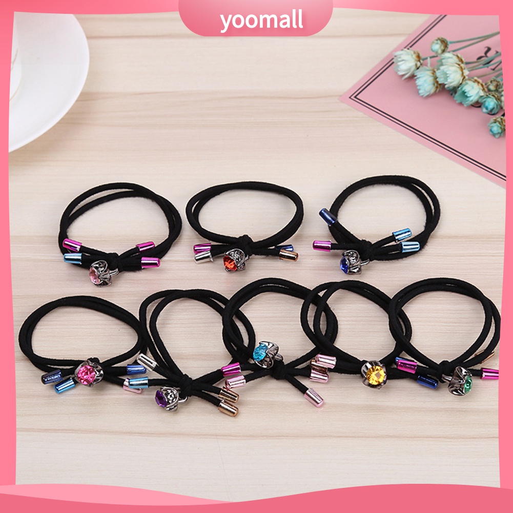 Dây cột tóc hai lớp co dãn nơ đính đá cho nữ