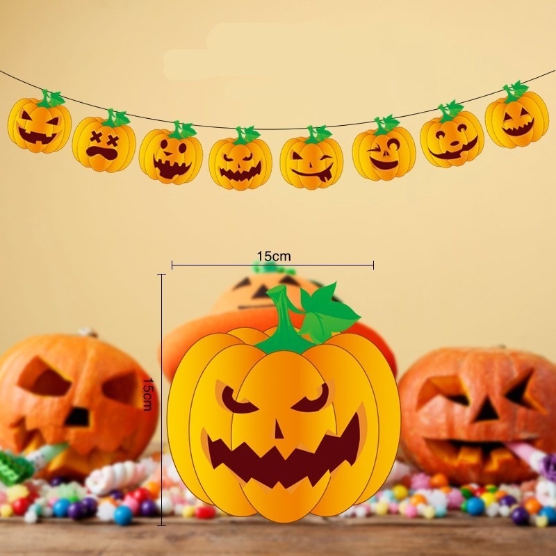 Dây Cờ Treo Tường Họa Tiết Chữ Happy Halloween Trang Trí Nhà Cửa