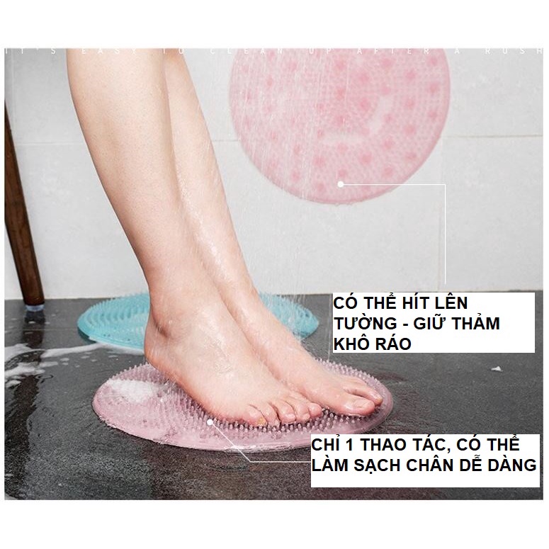Thảm Massage Gai đế hít - Thảm Massage Chân Silicon Tẩy Tế Bào Chết Hình Tròn