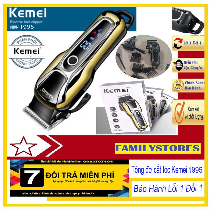 [Chính Hãng] Tông Đơ Cắt Tóc Không Dây Kemei KM-1995 ⚡FreeShip⚡| Tông Đơ Dùng Cho Thợ Chuyên Nghiệp, SALON