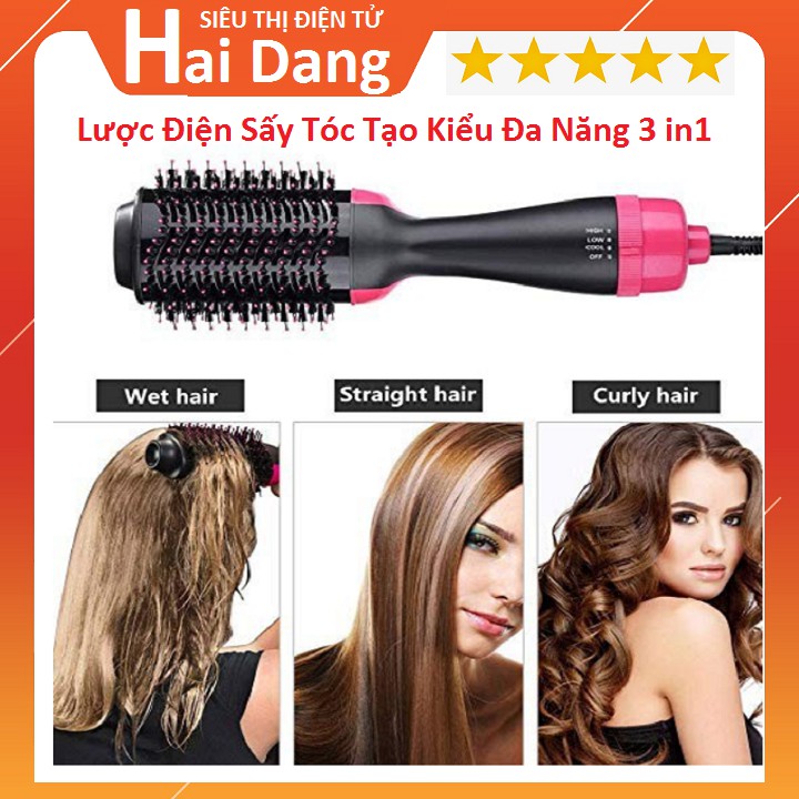 Lược Điện, Lược Sấy Tóc Tạo Kiểu Đa Năng 3 in1 Tại Nhà Chuẩn Salon ONE STEP Máy Cao Cấp