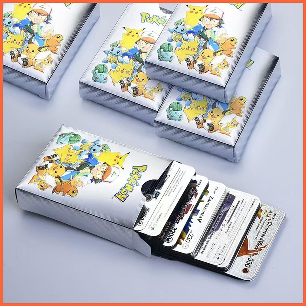 Set 55 Thẻ Bài Đồ Chơi Charizard Bằng Kim Loại Mạ Vàng