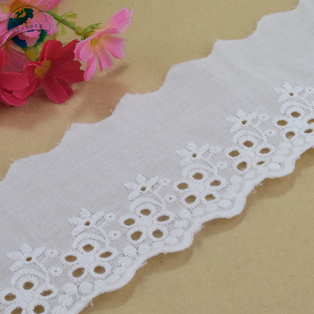 Cuộn dây ruy băng thêu ren rộng 7cm bằng 100% cotton 3175