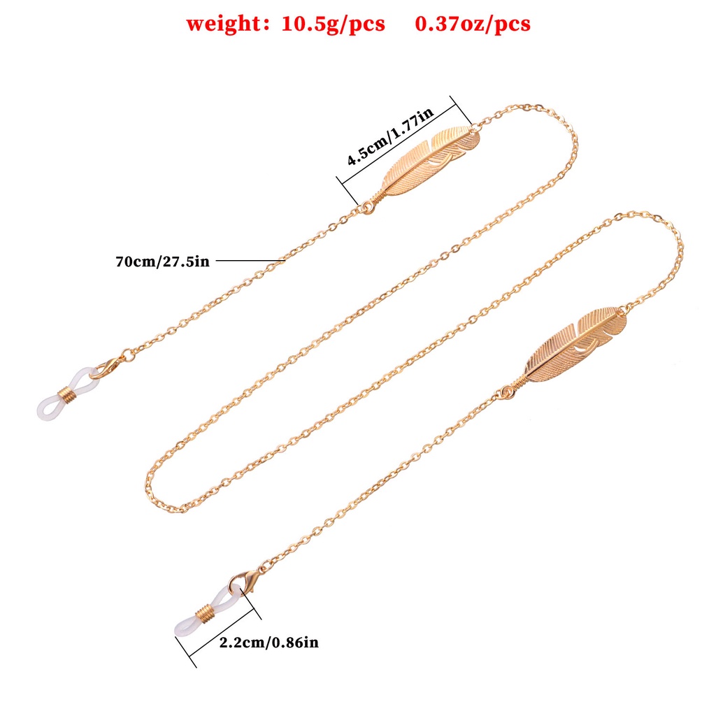 Dây Đeo Kính Mắt Bằng Hợp Kim Kim Loại Phối Lông Vũ Chống Trượt Đa Năng