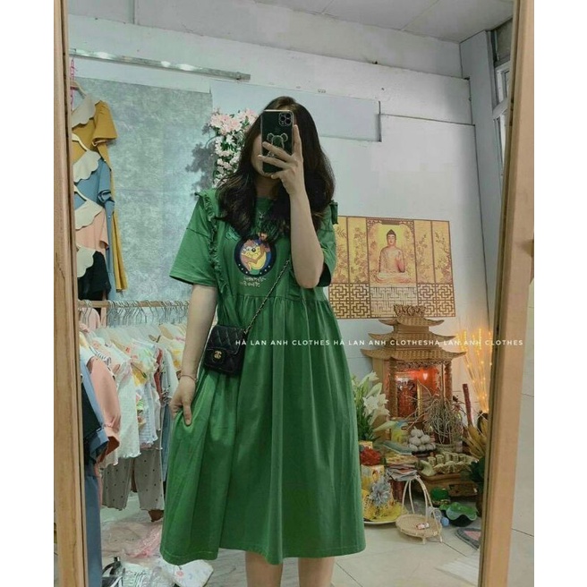 Váy bầu mùa hè chất shopdambau-1224 Đầm bầu thời trang công sở freesize dưới 70kg
