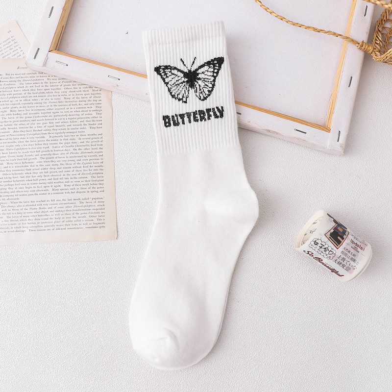 Vớ Cotton Họa Tiết Bươm Bướm Thời Trang Thu Đông Thoải Mái Phong Cách Thể Thao