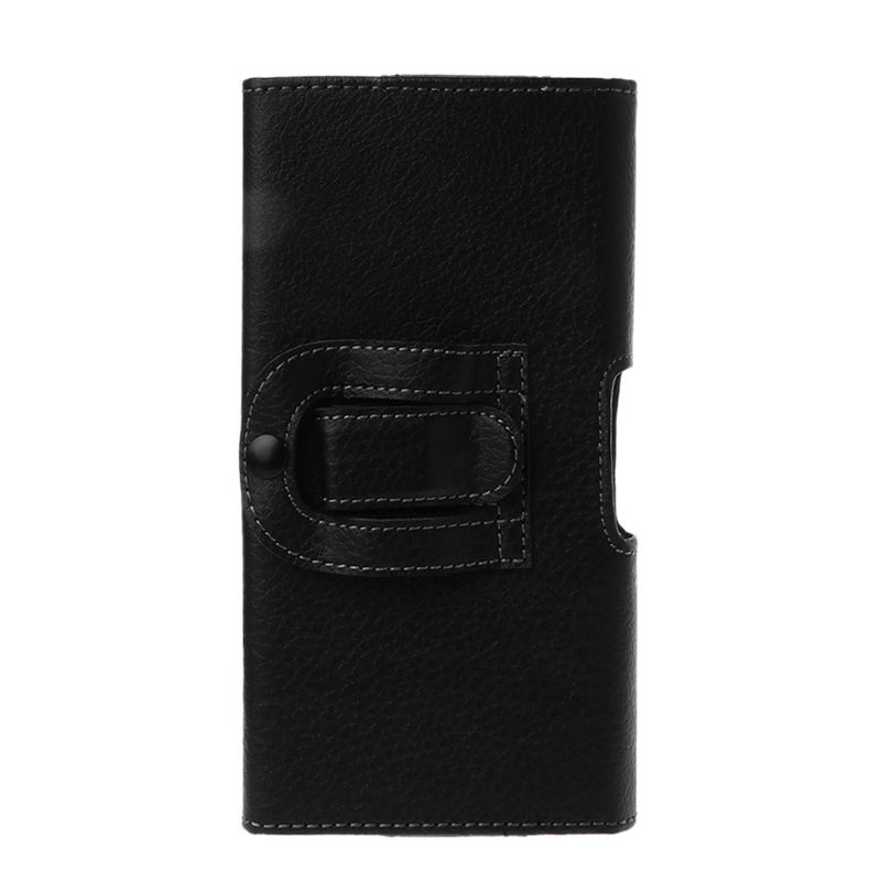 Bao da điện thoại màu đen có kẹp đeo thắt lưng dành cho Iphone Samsung Huawei Xiaomi