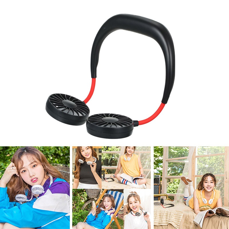 Quạt USB Mini Đeo Cổ Rảnh Tay 3 Tốc Độ Tùy Chỉnh Kèm Sạc Tiện Dụng Cho Gia Đình / Văn Phòng