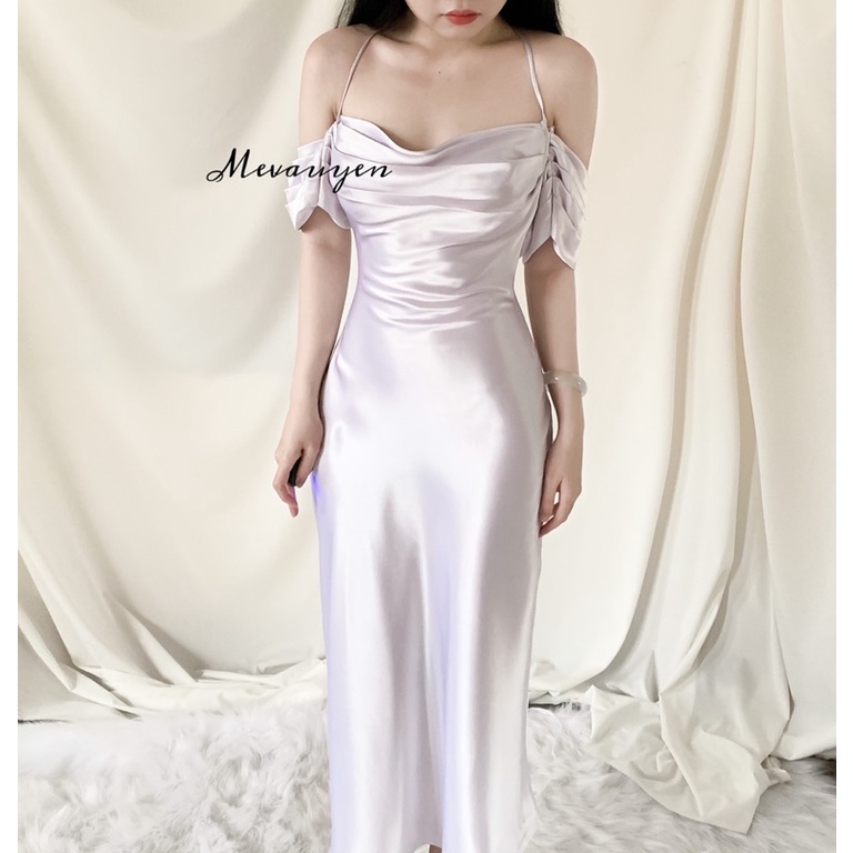 Đầm lụa trễ vai, đổ lưng cao cấp | BigBuy360 - bigbuy360.vn