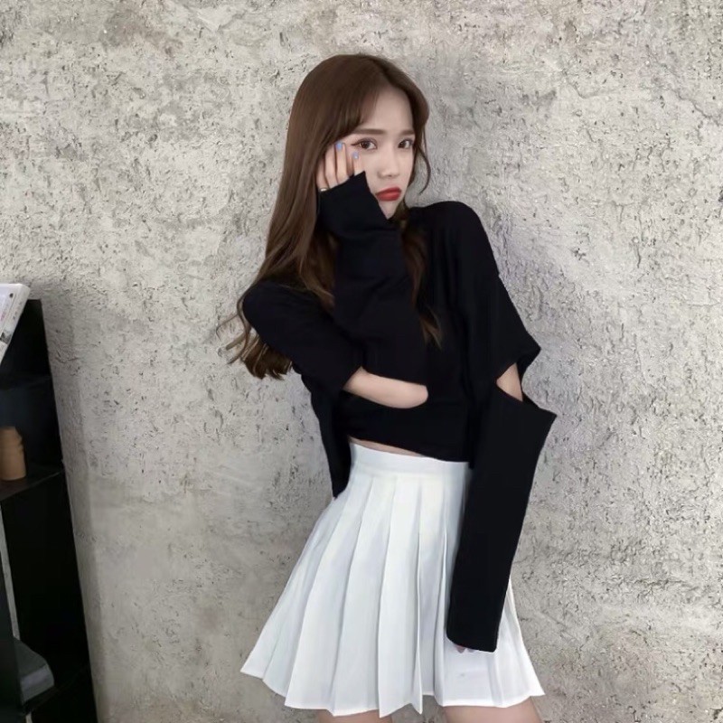 Áo thun croptop tay xẻ nhiều màu