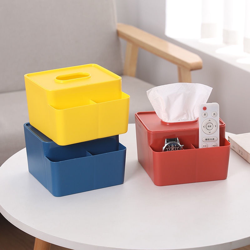 Hộp Đựng Khăn Giấy Bằng Nhựa Có Giá Đỡ Điện Thoại Đa Năng Cho Phòng Khách/Phòng Ngủ