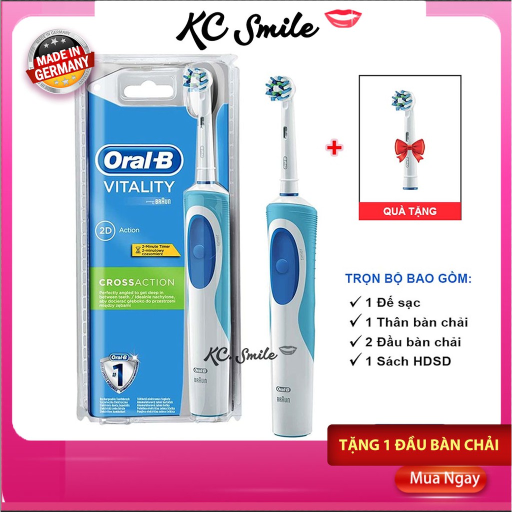 Bàn chải điện Oral B Vitality dành cho người lớn - Tặng kèm đầu bàn chải thay thế