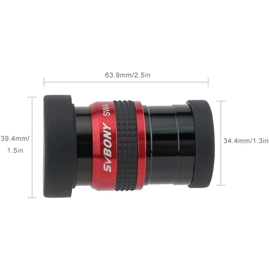 Thị Kính Kính Thiên Văn SVBONY SV154 Góc Siêu Rộng 1.25 Inch 70 Độ 15mm Có Nắp Đậy Kính Ngắm Màu Đỏ