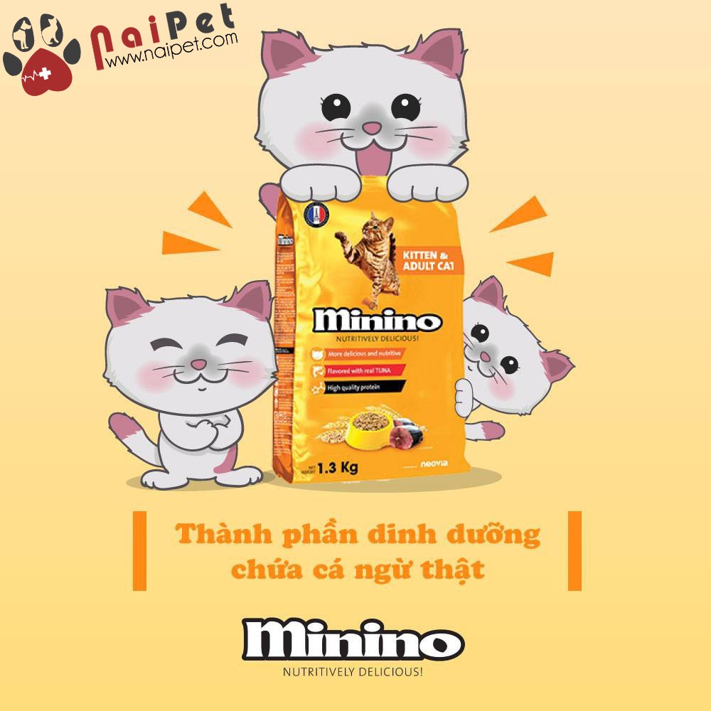 Thức Ăn Hạt Khô Cho Mèo Con Và Mèo Lớn Vị Cá Ngừ Minino Gói 480g