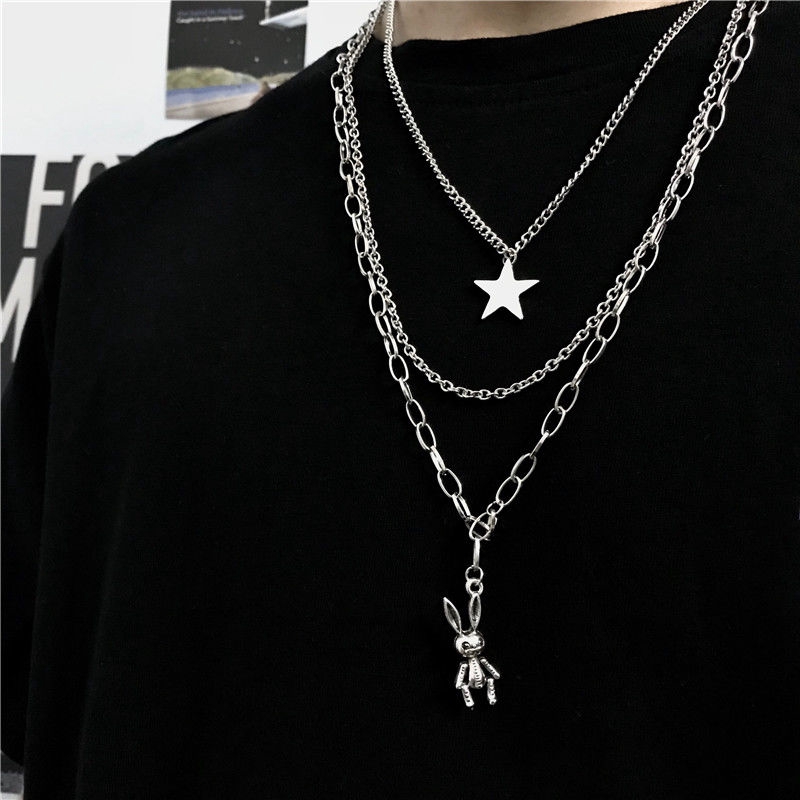Dây Chuyền Nhiều Lớp Mặt Hình Thỏ Và Ngôi Sao Xinh Xắn 223974 Dây Chuyền Thiết Kế Độc Đáo Phong Cách Harajuku Hàn Quốc Dễ Phối Đồ Cho Nam Và Nữ
