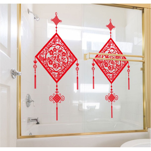 Decal trang trí tết - Bảng vuông kèm dây kết hỷ chúc xuân