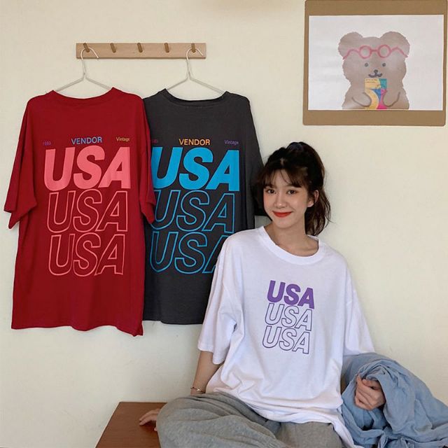 Áo Thun tay lỡ Unisex USA