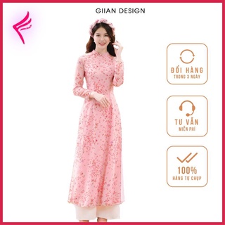 [ hot sale ] Áo dài truyền thống hoa nhí hàng thiết kế GIIAN, bốn tà chất liệu tơ voan mềm mại, nữ tính - AD162