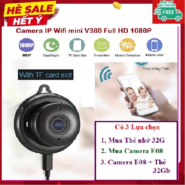 Cammera An Ninh Kết Nối Wifi Không dây xem trực tiếp trên điện thoại, đàm thoại 2 chiều, có Hồng ngoại xem ban đêm