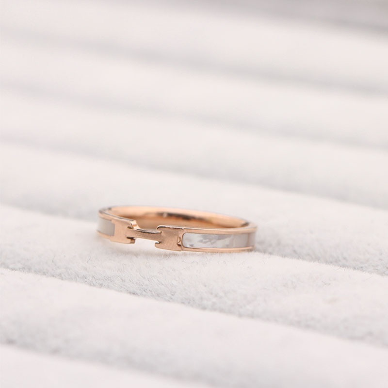Nhẫn Hermes Premium Ring Inlaid With Mother-Of-Pearl 8009 - Khắc tên theo yêu cầu